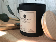 Load image into Gallery viewer, Exhale Soy Wax Candle | 13oz Matte Black Glass Jar with Wooden Lid