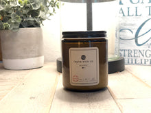 Load image into Gallery viewer, Acoustic Soy Candle | 8oz Amber Glass Jar with Black Lid
