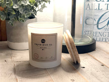Load image into Gallery viewer, Acoustic Soy Wax Candle | 13oz Matte White Glass Jar with Wooden Lid