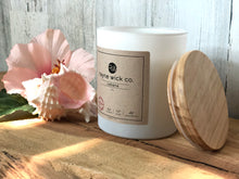 Load image into Gallery viewer, Cabana Soy Candle | 13oz Matte White Glass Jar with Wooden Lid