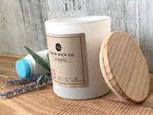 Load image into Gallery viewer, Innocence Soy Wax Candle | 13oz Matte White Glass Jar with Wooden Lid