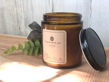 Load image into Gallery viewer, Summit Soy Candle | 8oz Amber Glass Jar with Black Lid