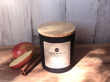 Load image into Gallery viewer, Harvest Soy Wax Candle | 13oz Matte Black Glass Jar with Wooden Lid