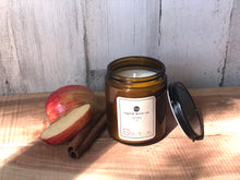 Load image into Gallery viewer, Harvest Soy Candle | 8oz Amber Glass Jar with Black Lid