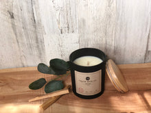 Load image into Gallery viewer, Exhale Soy Wax Candle | 13oz Matte Black Glass Jar with Wooden Lid
