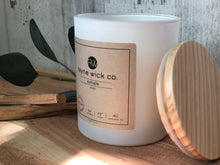 Load image into Gallery viewer, Exhale Soy Wax Candle | 13oz Matte White Glass Jar with Wooden Lid
