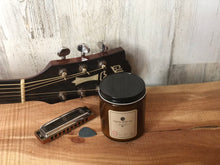 Load image into Gallery viewer, Acoustic Soy Candle | 8oz Amber Glass Jar with Black Lid
