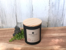 Load image into Gallery viewer, Summit Soy Wax Candle | 13oz Matte Black Glass Jar with Wooden Lid
